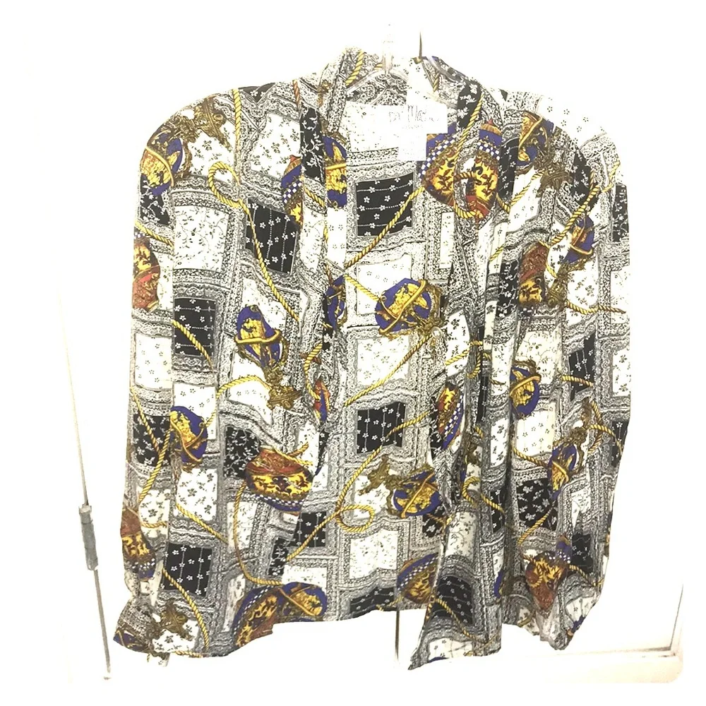 Bob Mackie travel hot air balloon print silk jacket in small